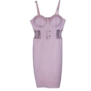 Entry Purple Sleeveless Corset Mini Bodycon Dress Size S Mesh Trim Party Sexy